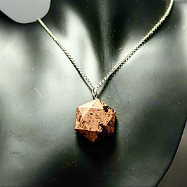 Mahogany Obsidyen Taşı Altıgen Model Çelik Kolye
