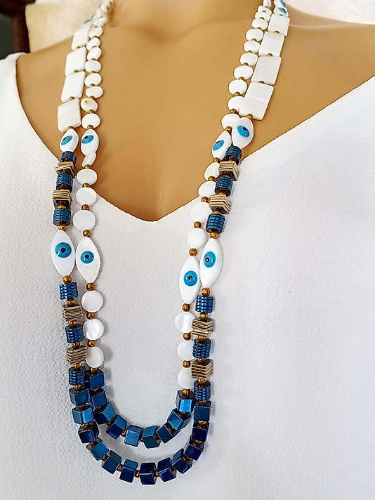 SEDEF VE HEMATİT DOĞAL YAŞ UZUN KOLYE