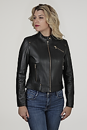 Maya Hakiki Deri Kadın Siyah Ceket
