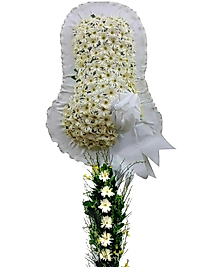 Tek Katlı Beyaz Gerbera Çelenği