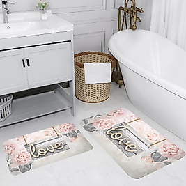 Rovigo Home Dijital Baskı Yıkanabilir Kaymaz 2 li Banyo Takımı