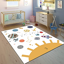 Minibabyrooms Güneş ve Gezegenler Desenli 8 mm Kalınlıkta Çocuk Odası Halısı