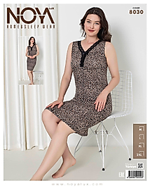 Noyalux Leopar Desenli Kalın Askılı Gecelik 8030