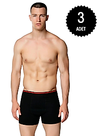 Sedef Yıldızı 1013 Erkek Likralı Boxer Askeri Siyah 3 lü Paket