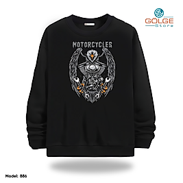 Motorcu Model Bisiklet Yaka Erkek kadın Slimfit Sweatshirt