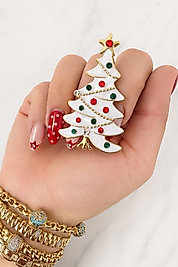 Yıllbaşı Broş Beyaz Çam