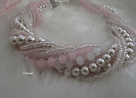 Crystal Bead , Pink , Bridal Necklace