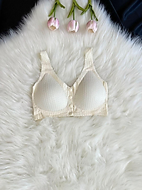 Krem Rengi Düğme Detaylı Sütyen