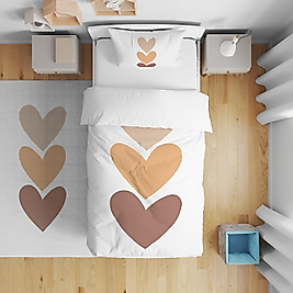 Minibabyrooms  Kahverenkli Kalplar Desenli Nevresim Takımı