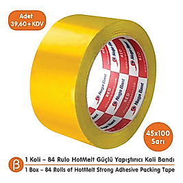 Nuga 1 KOLİ (84 ADET) 45x100 Sarı HotMelt Koli Bandı