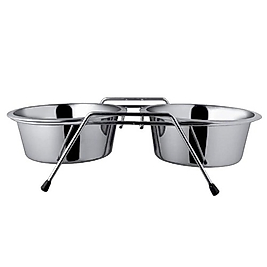 Oripet Ayaklı İkili Krom Kaplı Mama Kabı 25 cm