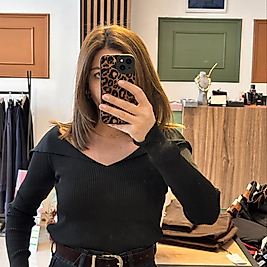 Siyah triko bluz standart beden