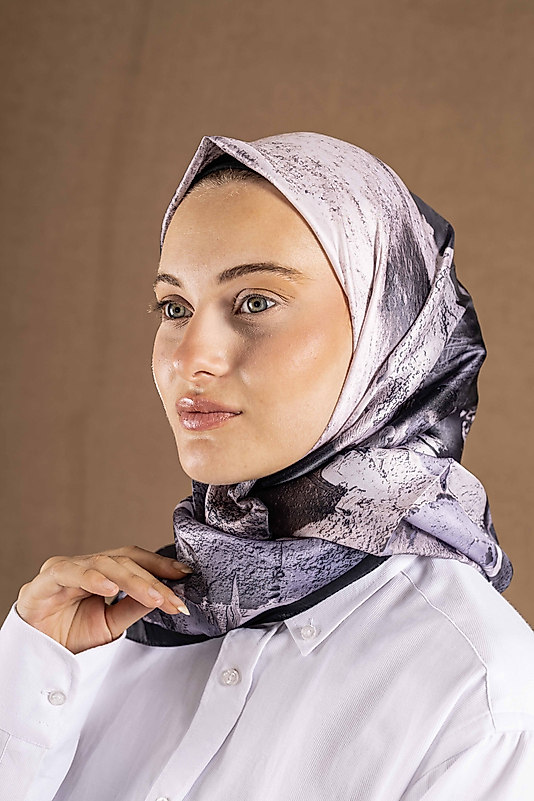 Modern Desenli Dijital Kristal Eşarp