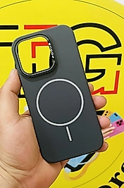 İphone 16 Pro  Magsafe Lansman İçi Süet Gri Telefon Kılıfı