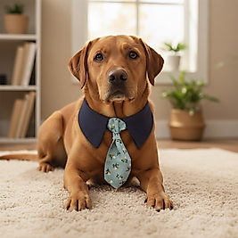 Baharın Beyefendisi 1  – Lacivert Yaka & Çiçekli Kravat | FEDD’s Pet Style