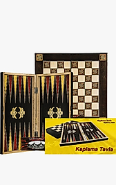 Ahşap Desenli Tavla – Pul ve Zarıyla Tam Set