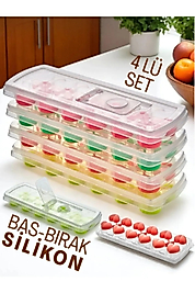 4’lü Kalpli Silikon Buz Kalıbı – Bas Bırak Pratik Kullanım