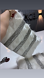 Peluş gümüş şeritli kırlent