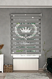 Minibabyrooms  Kral Tacı ve Yıldızlar Desenli Zebra Perde