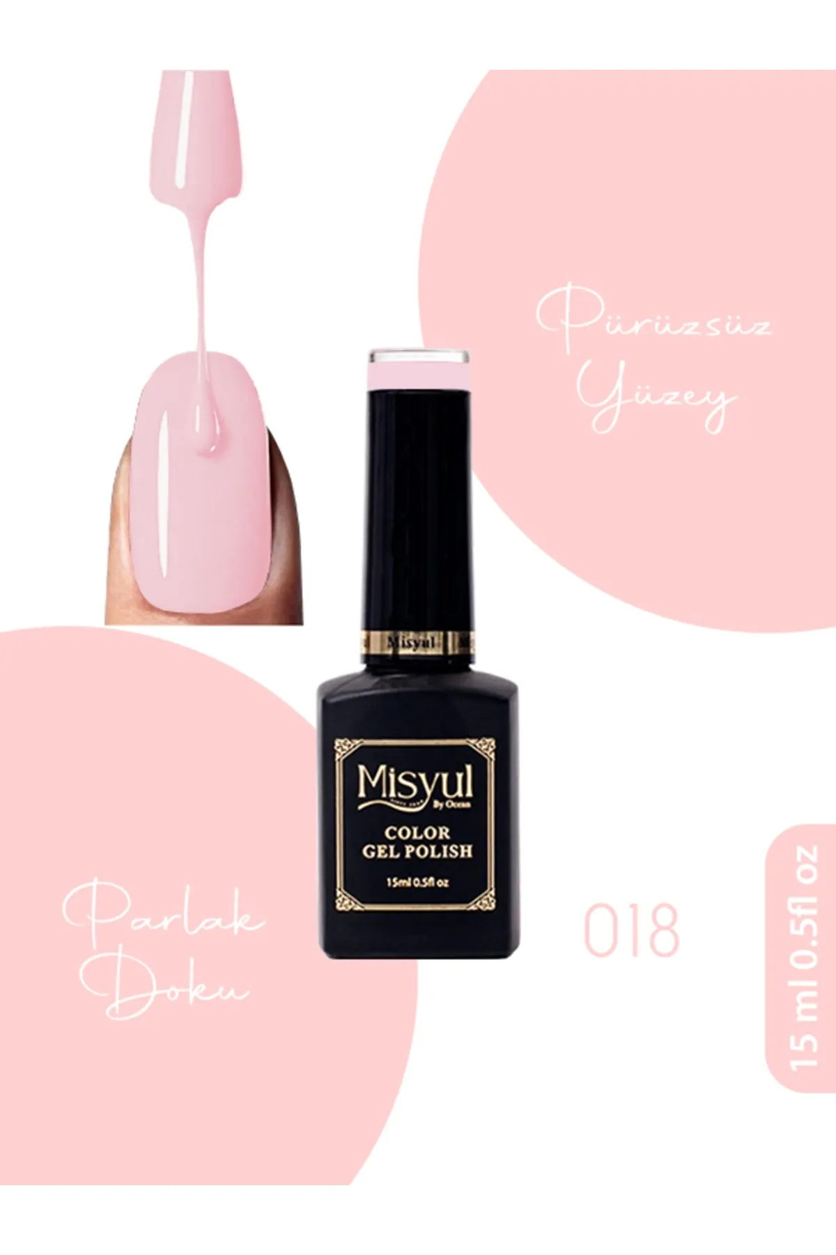 Misyul Kalıcı Oje 018,UV Led Kalıcı Oje Nail Art 15ml