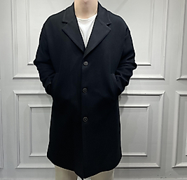 Yarım Oversize Kaşe Kaban Siyah - Gv1059