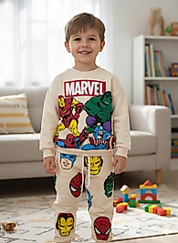 Marvel baskılı krem takım