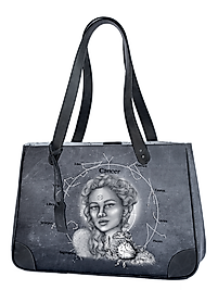 YENGEÇ BURCU RESİMLİ ANTRASİT KADIN OMUZ ÇANTASİ