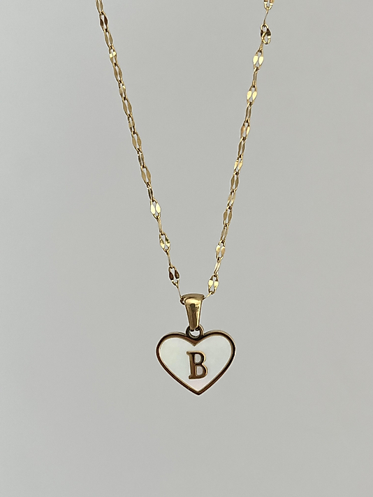 Çelik B Harf Kalp Kolye