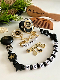 Siyah Taçlı Emzik Seti ve Tarak Fırça Seti