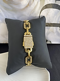 Dikdörtgen sıra taşlı 14k renk Gurmet bileklik