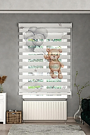Minibabyrooms Balonlu Ayıcık Temalı Çocuk Odası Zebra Perde