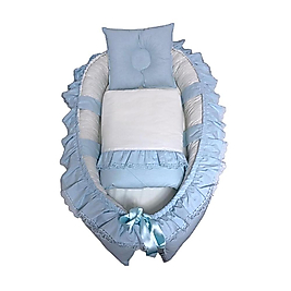 3'lü Fisto Detaylı Fırfırlı Mavi Delüxe Babynest