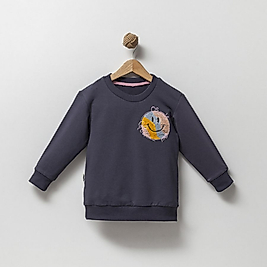 Kız Çocuk Smile Nakışlı 2-5 Yaş Sweat Füme