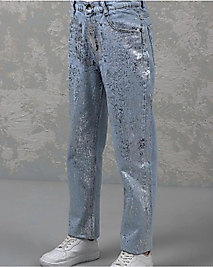 Kız çocuk parlak baskılı jean