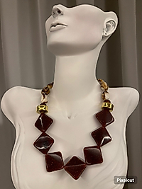 Zara Model Kahveringi Boncuk Kolye