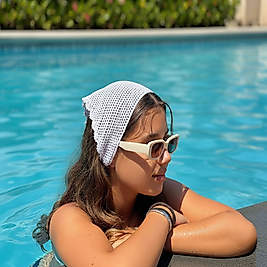 EL ÖRGÜSÜ TIĞ İŞİ BANDANA-BEYAZ