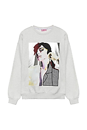 QUZU BASKI VE APLİKE DETAYLI SWEATSHİRT