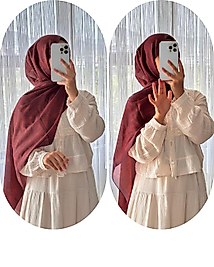 PAMUKLU VİNTAGE DESENLİ ŞAL -KIRMIZI