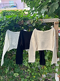 Crop ajurlu bluz
