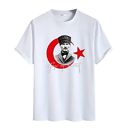 Kırmızı Beyaz Vatan Aşkı Bayrak ve Atatürk Baskılı Oversize Unisex Tişört