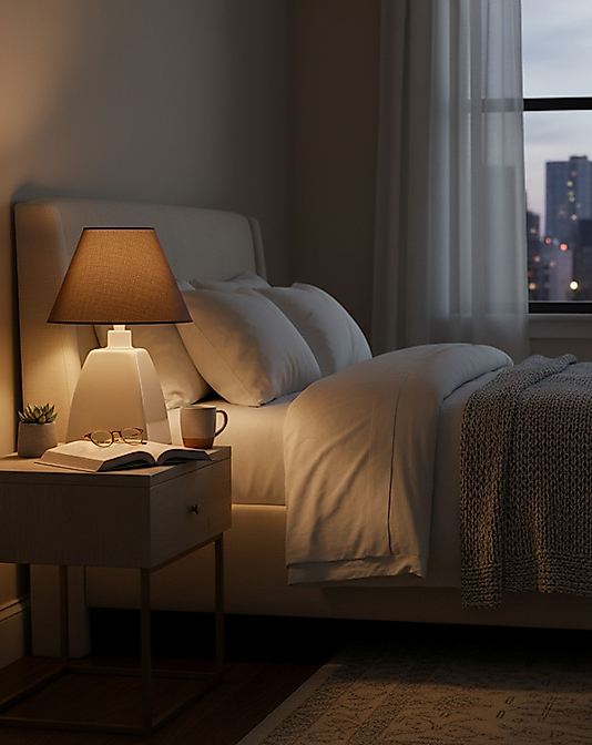 Dekoratif Kare Prizma Beyaz Abajur AB052