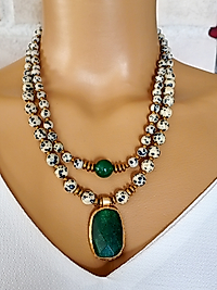 JASPER VE YEŞİI TAŞI İKİLİ KOLYE