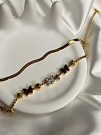 Butterfly Pattern Chain Bracelet Çelik Bileklik