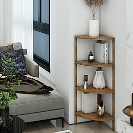 Zümrüt Üçgen 4 Raflı Ahşap Sehpa / Dekoratif Raf / Çok Amaçlı Kullanım ( Atlantik Çam )