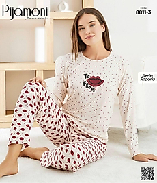Rahat ve Şık 'To From' Baskılı Kadın Pijama Takımı 8811-3