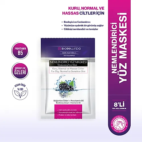Biobellinda Nemlendirici Yüz Maskesi 8 'Li | Besleyici & Canlandırıcı