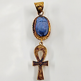 LAPİS SCARAB GÜMÜŞ KOLYE