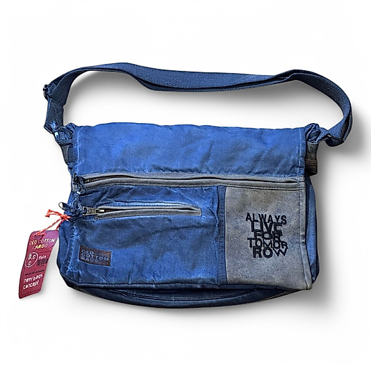 Old Cotton Vintage Salaş Kaliteli Unisex Taşlanmış Kumaş Tablet Bölmeli Okul Gezi Postacı Çantası 29x37cm