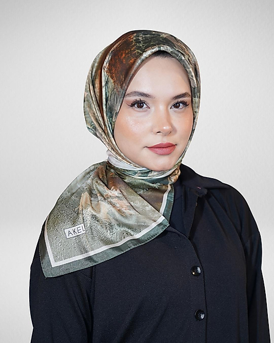 Dijital Kristal Eşarp Pastel Mermer Desenli