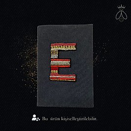 E Harfli Dark Gold Boncuk İşlemeli Defter